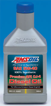 We call this  diesel oil DEO. Amsoil CJ-4 Synthetic Premium Diesel Engine Oil, SAE 5W40. 
		 If you need CJ-4 this is it .  Please call me for fleet/case/ or barrel pricing and quick ship 800 692 7109. 
		  We have filters and bypass filters for all applications.  Call for same day warehouse pickup and same day quick ship. A 55 gallon drum of DEO preferred 
		  customer price was $1310.00 on march 8th 2011.  Prices are subject to change without notice. Taxes
		 and shipping extra.
		  